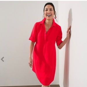 Chicos Linen Popover Dress Size 2 Like New